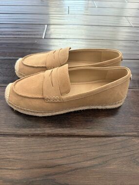 Sam Edelman woman’s Suede Espadrille Penny Loafers in Tan